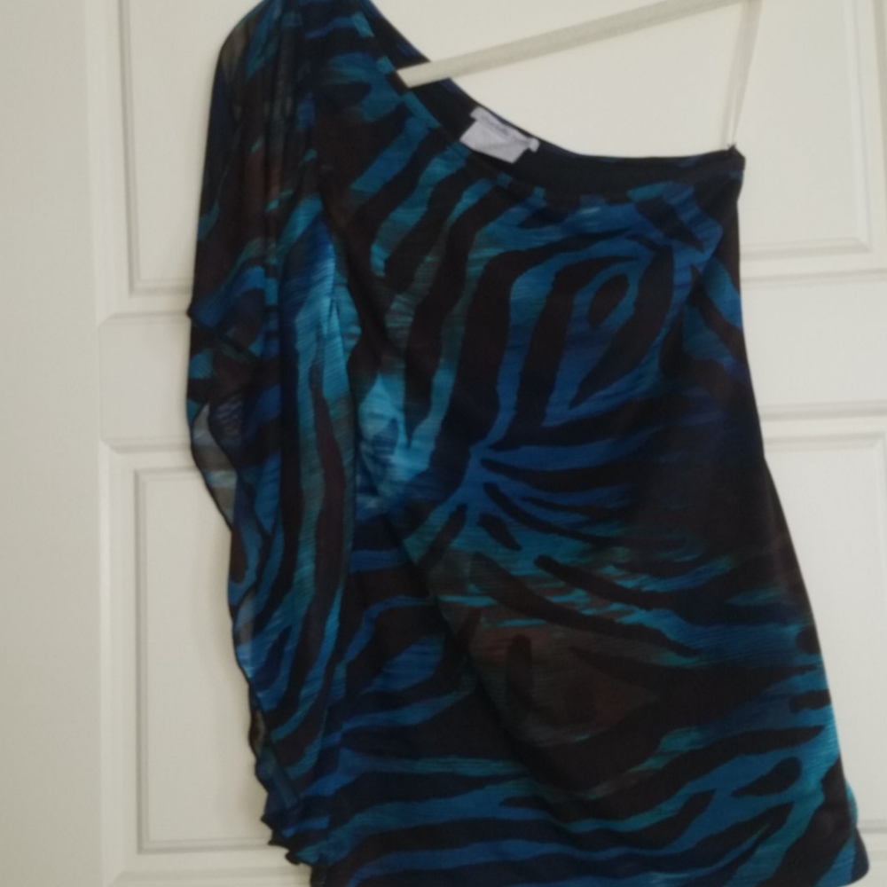 Charolette Russe One Shoulder Zebra Top